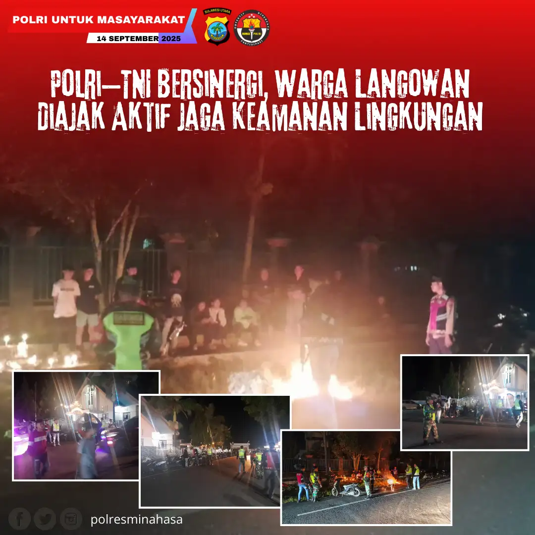 Sinergitas Polri–TNI di Langowan, Patroli Rutin Tegakkan Hukum dan Jaga Kondusifitas